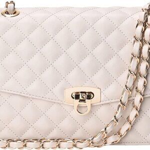 Quilted Shoulder Bag for Women, Medium Flap Crossbody Handbag with Chain Strap,